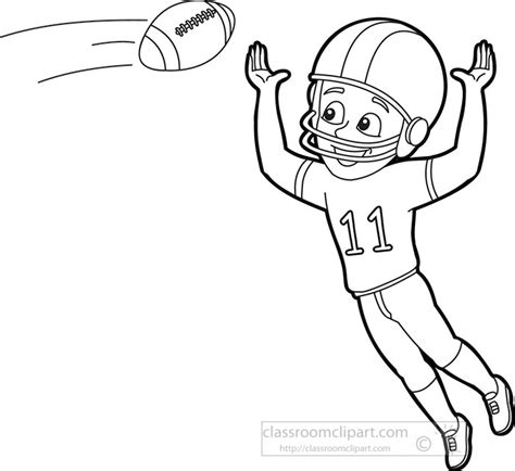 Sports Black And White Outline Clipart Football Player Jumping To