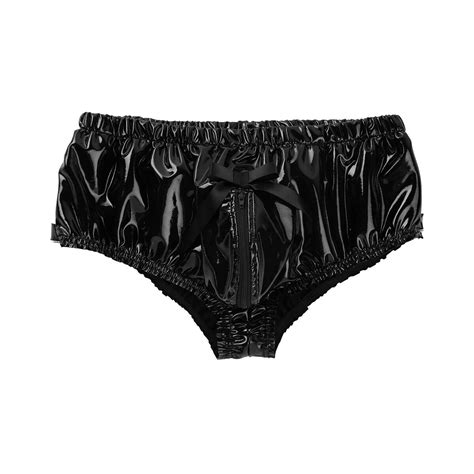 Mens Latex Leather Lingerie Frilly Zipper Crotch Breifs Thongs Pouch Underwear Ebay