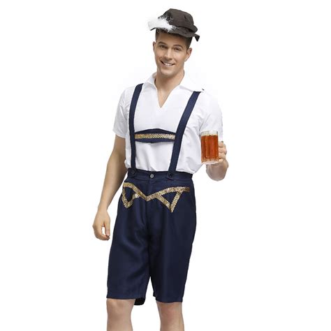 Mens Deluxe Suspenders Bavarian Oktoberfest Adult Lederhosen Costume