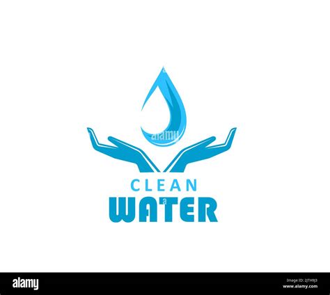 Clean Water Icon Woman Hands With Drop Distilled Or Mineral Water