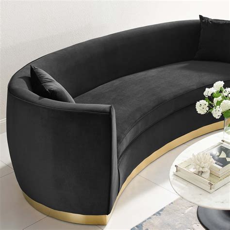 Resolute Curved Performance Black Velvet Sofa Las Vegas Furniture