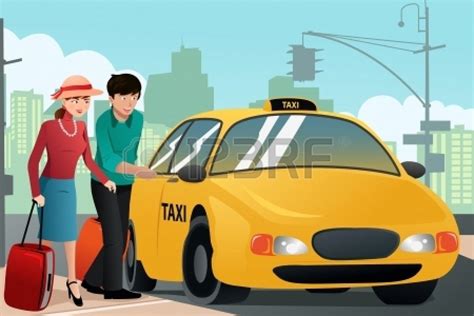 a illustration of couple of tourists calling a taxi cab airport transportation transportation