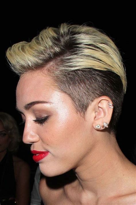 Miley Cyrus Straight Golden Blonde Two Tone Undercut Hairstyle Steal