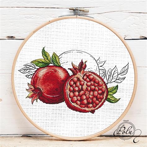 Pomegranate Cross Stitch Pattern Instant Download Pdf Red Etsy In