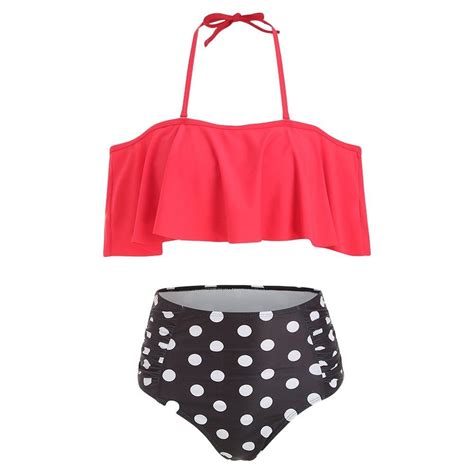 Halter Polka Dot High Waisted Bikini Set Keily Cosmetics Fashion