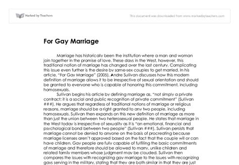 Andrew Sullivans For Gay Marriage University Linguistics Classics