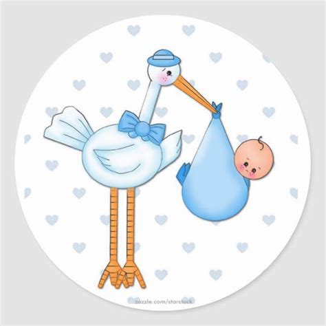 Boy Stork Sticker Zazzle Baby Art Projects Stork Baby Showers