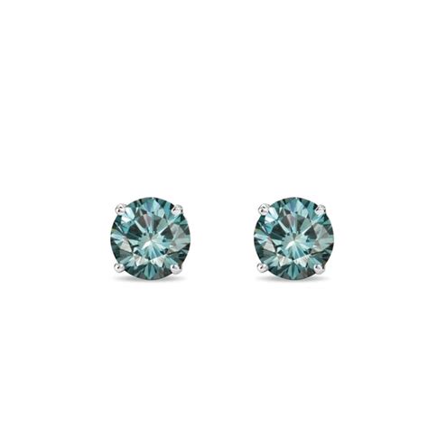 Blue Diamond Stud Earrings In White Gold KLENOTA