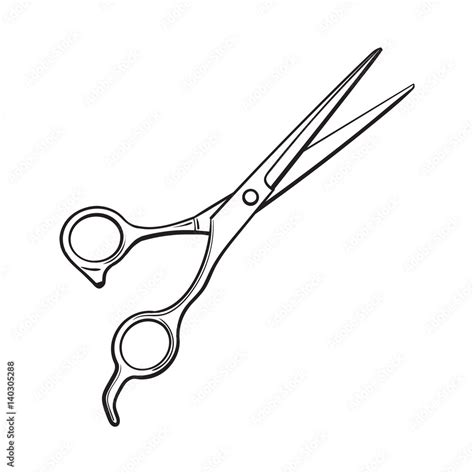 Stainless Steel Professional Hairdresser Scissors Sketch Style Vector