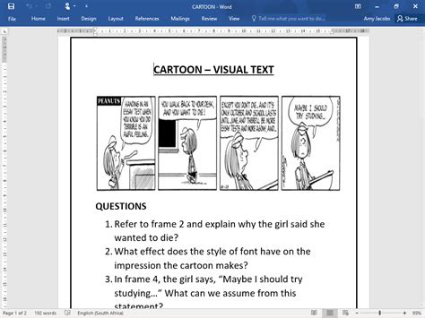Visual Text Cartoon Grade 7 English Home Language • Teacha