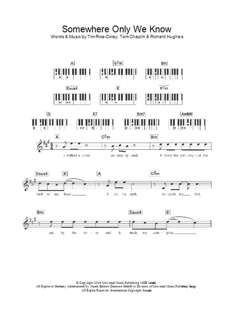 Keane somewhere only we know syn voice chords. Somewhere Only We Know | Sheet Music Direct