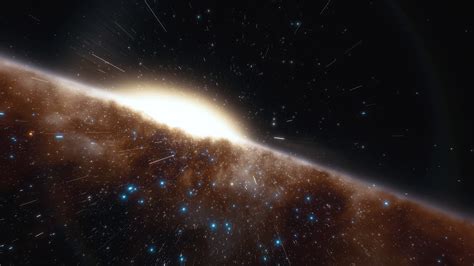 Spaceship Flies At The Speed Of Light Through A Galaxy In Space