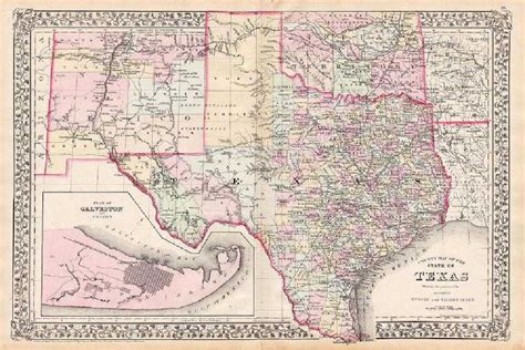Mitchell Antique County Map Of Texas 1873