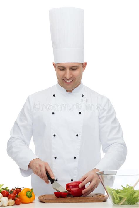 Happy Male Chef Cook Cooking Food Stock Photo Image Of Paprika