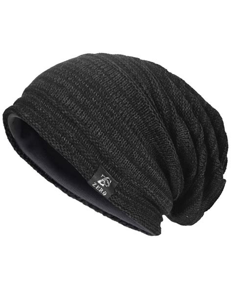 Mens Slouchy Knit Oversized Beanie Skull Caps Hat Black Cz12mx6jcdw