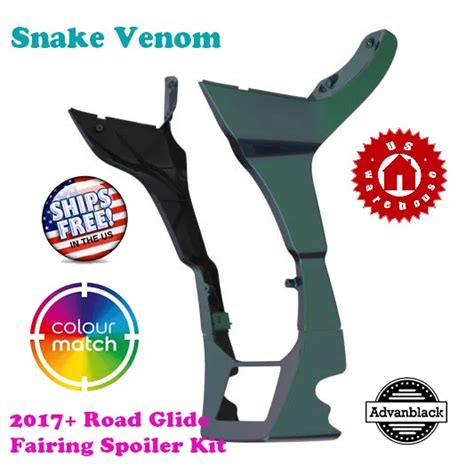 Advanblack Snake Venom Fairing Spoiler Kit Fit 2017 Harley Road Glide