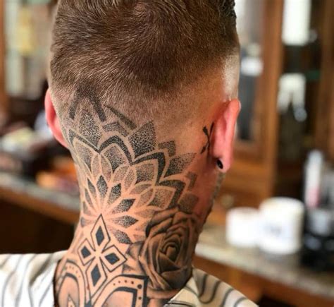 Head Tattoo Mandala Dot Work Tatuagem No Pescoço Masculino Tatuagem