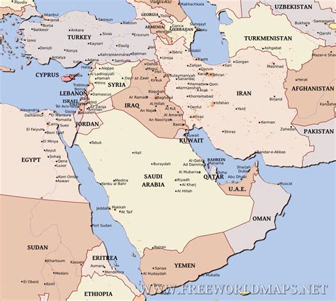 Qatar On World Political Map Middle East Map Map Of The Middle East
