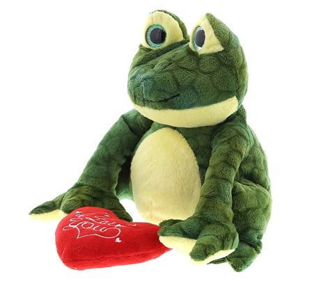 Dollibu Green Squat Frog Red I Love You Valentines Plush Super Soft