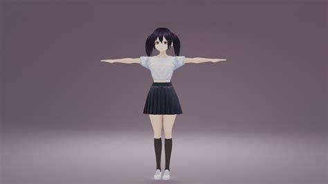 Anime Character 3d Model Rigged T Pose Rigged Model Of Inuko Anime