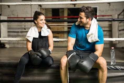 Man And Woman In A Boxing Gym Stock Photo Image Of Adult Gloves