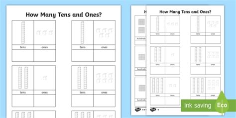 Worksheet on tens and ones. Tens and Ones Worksheet - Teaching Math Kindergarten First ...