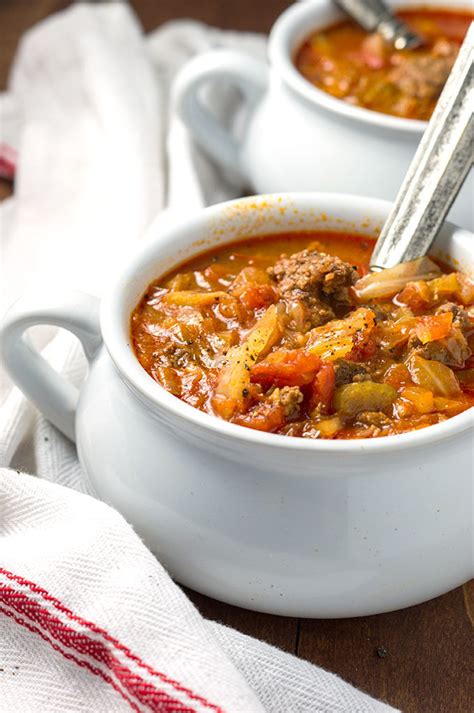 Soup should be somewhat thick, but if you'd like it to be more soupy, add 1 to 2 cups more broth or hot water and heat through. The Best Beef and Cabbage Soup Recipe - Bound By Food