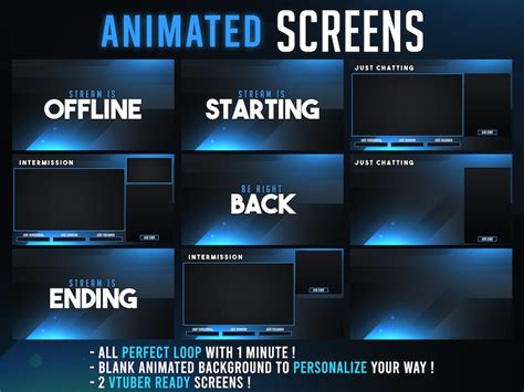 Animated Blue Twitch Overlay Package Blue Twitch Overlay Etsy Canada