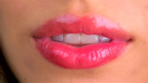 Sexy Woman Licking Lips Close Up Stock Footage Video