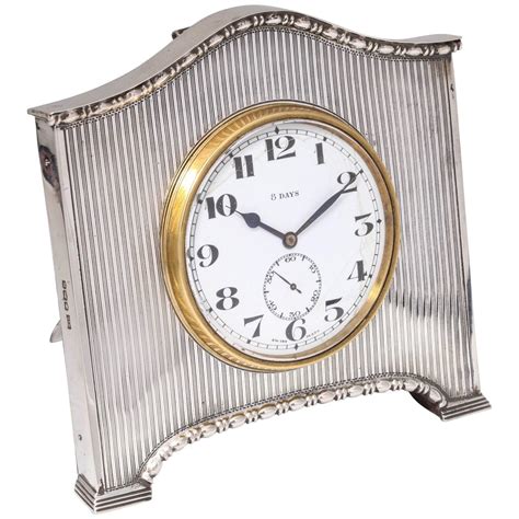 Art Deco Sterling Silver Footed Table Clock At 1stdibs