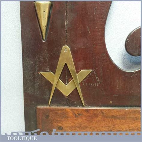 Rare Antique Plumb Square With Brass Plumb Bob Masonic Symbol Tooltique