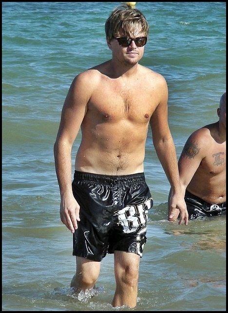 Sexy Leonardo DiCaprio Shirtless In Shorts In The Ocean Leonardo