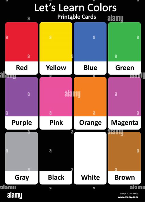 Printable Flash Card Colletion For Colors And Their Names For Preschool