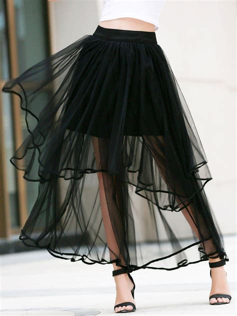 2018 fashion high waisted layered women s tulle skirt in black l