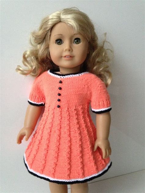 Delia Knitting Pattern For 18 Inch Doll Dress 061 Etsy Knitted