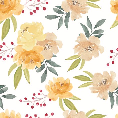 Watercolor Yellow Peony Flower Seamless Pattern 1211739