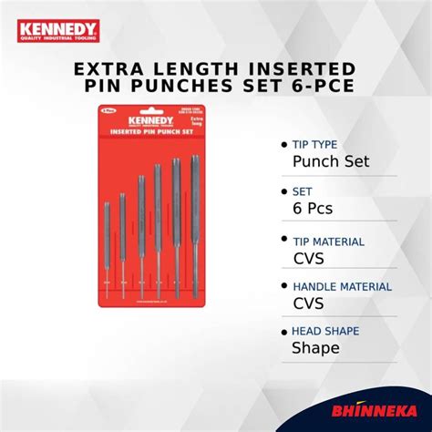 Kennedy Extra Length Inserted Pin Punches 6 Pce Set