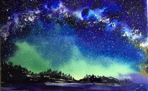 A Full Demonstrationtutorial Of Watercolor Milky Way Sky