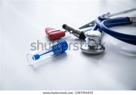 Neurology Reflex Hammer Stethoscope Stool Sample Stock Photo 1387496459