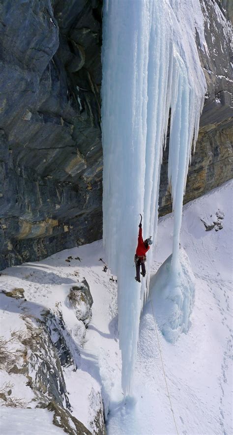 Incredible Moment Ice Climber Survives 60ft Fall When Frozen Pillar