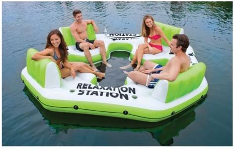 Inflatable Floating Island Raft 4 Person River Lake Ocean Pool Party