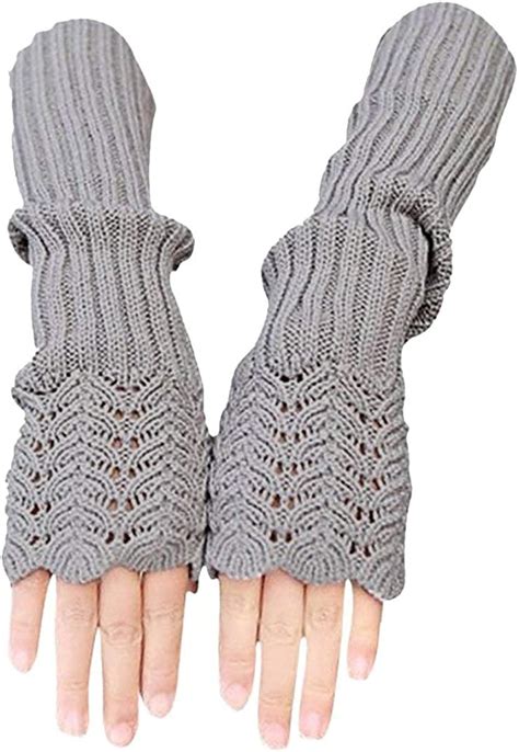 BOLAWOO 77 Winter Damen Frauen Fingerlose Strick Strickhandschuhe