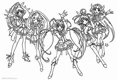 Glitter Force Coloring Pages Characters Printable Adults