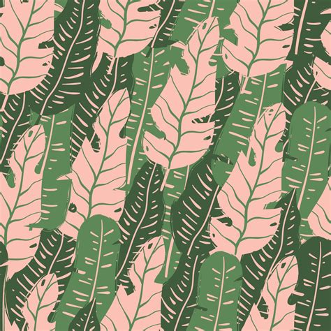 Seamless Pattern With Hand Drawn Tropical Leaves 10980769 Vector Art At