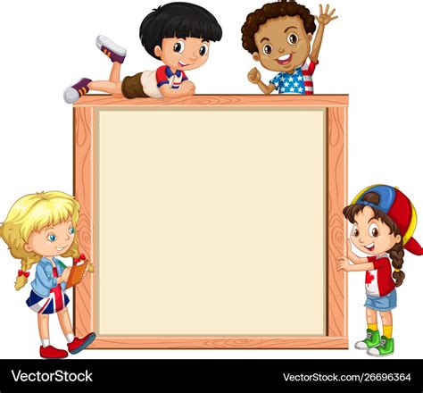 Frame Template With Happy Kids Royalty Free Vector Image