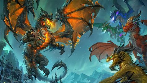 Orange Dragon Illustration World Of Warcraft Dragon Hd Wallpaper