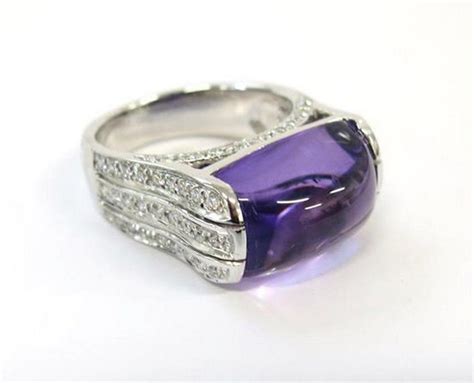 An 18ct White Gold Amethyst And Diamond Ring Rings Jewellery