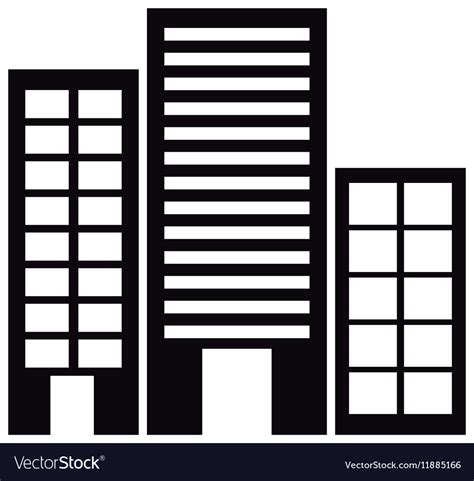Silhouette Monochrome With Offices Buildings Vector Image