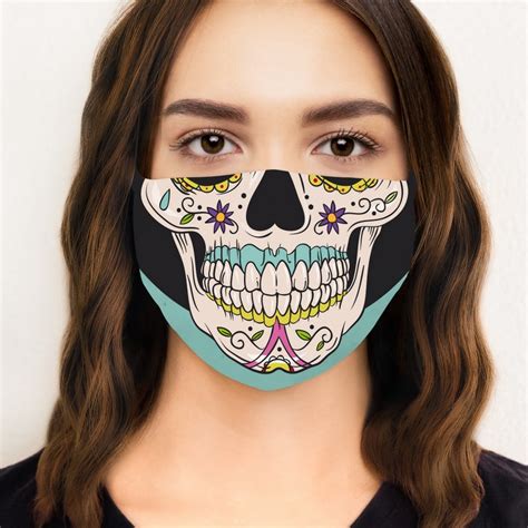 Sugar Skull Face Mask Skeleton Face Mouth Nose Covering Man Etsy