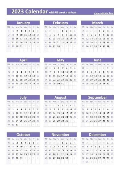 Printable 2023 Calendar With Week Numbers Imagesee